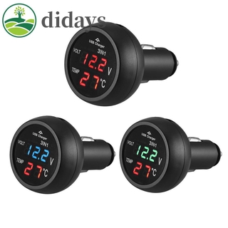 Didays 11 . 30 3 In 1 12 / 24 V เครื่องวัดอุณหภูมิ + ที่ชาร์จ Usb สําหรับรถยนต์