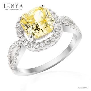 Lenya Jewelry แหวนเพชร DiamondLike สีเหลือง ล้อมด้วย CZ เป็นวงกลมประดุจดาวล้อมเดือน ดูหรูหรา เลอค่า น่าเป็นเจ้าของ