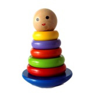 Happy Baby Smile Stacking Tower ชุดของเล่นไม้ห่วงต่อตุ๊กตาล้มลุก