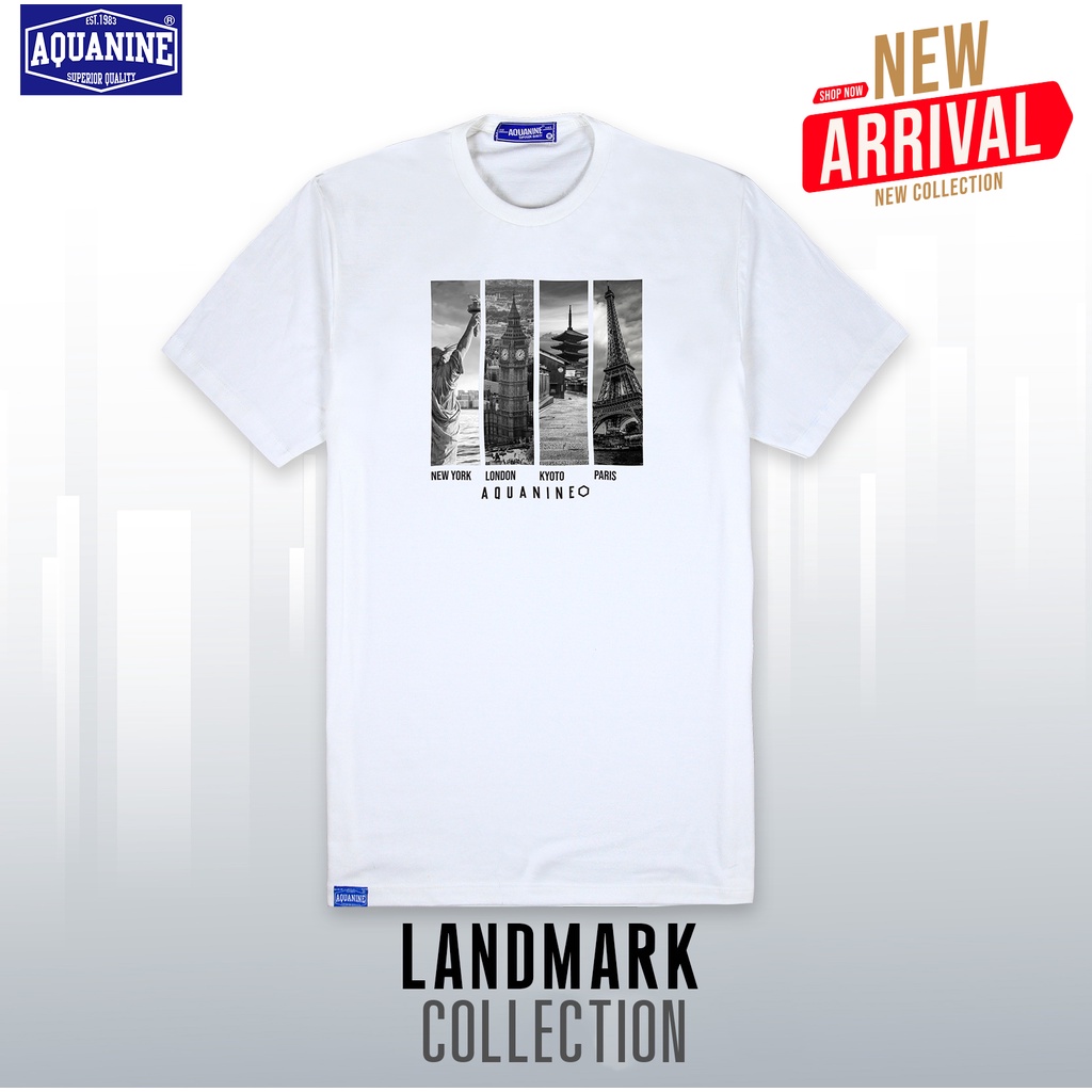AQUANINE เสื้อยืดผู้ชาย เสื้อยืดผู้หญิง รุ่น Landmark มินิมอล สตรีท ลิขสิทธิ์แท้