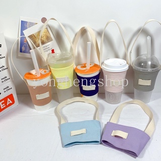 กระเป๋าผ้าแคนวาส แบบพกพา ที่ทนทาน สําหรับใส่แก้วกาแฟ ชานม