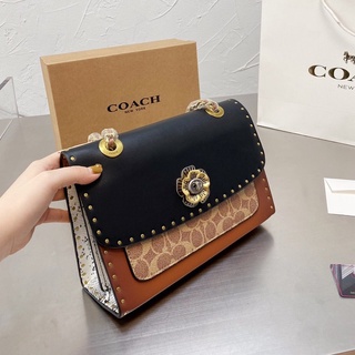 สินค้าใหม่-Coach-กระเป๋าผู้หญิง/กระเป๋าสะพาย/ของแท้100%/หรูหราพร้อมส่ง/ยิงจริง [จัดส่งฟรี] Fashion Frontier Sweet...