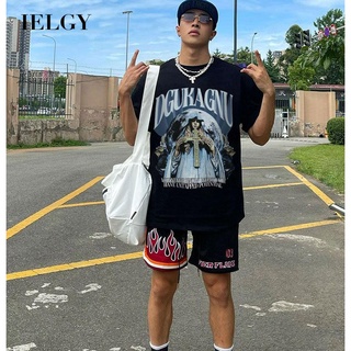 Ielgy เสื้อยืด แขนสั้น ผ้าฝ้าย ลายการ์ตูนตัวการ์ตูน สไตล์เรโทร สําหรับผู้ชาย