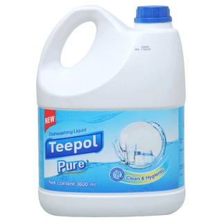 🔥แนะนำ!! ทีโพล์ เพียว ผลิตภัณฑ์ล้างจาน 3,600 มล. TEEPOL PURE Dishwashing Liquid 3600 ml.