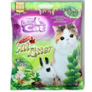 CattyCat ทรายเต้าหู้ 6 ลิตร ทรายแมว วัสดุรองกรง catty cat มีกลิ่น ธรรมชาติ และ ชาเขียว