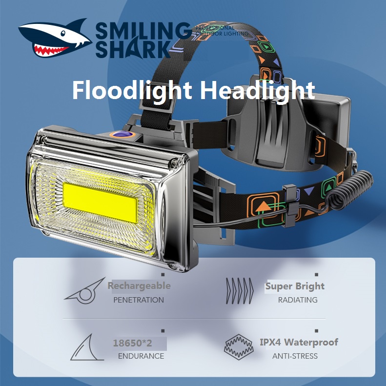 SmilingShark K653 ต้นฉบับ ไฟหน้าซัง LED ไฟหน้าแบบชาร์จ USB ทรงพลัง โคมสปอร์ตไลท์กันน้ำ ขาว แดง เขียว แสงสว่า การทำงานกลางแจ้ง ซ่อมรถ ตกปลา ล่าสัตว์ แคมป์ปิ้ง ไต่เขา ค้นหา เหตุฉุกเฉิน วัตถุประสงค์ทั่วไป ไฟหน้าเอาตัวรอด
