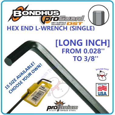 นิ้วยาวคีย์ BONDHUS HEX END L WRENCH ยาวเดียวสีดํา HEX ALLEN KEY HEXAGON DRIVER L WRENCH