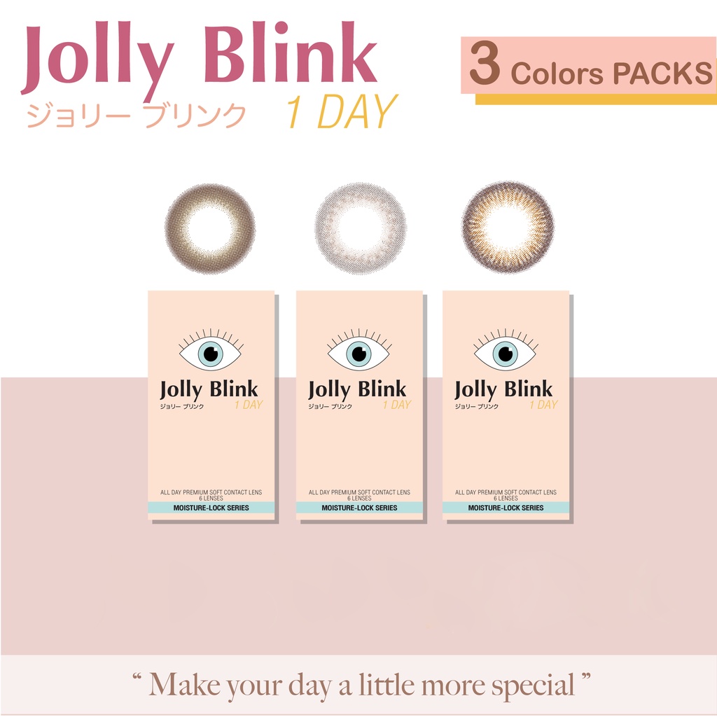 คอนแทคเลนส์รายวัน Jolly Blink แพคเกจรวม 3 สี Moony, Sunkissed, Earth Grey