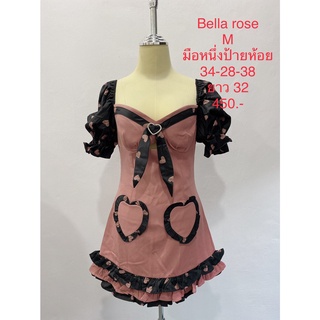 เดรสสั้น สีส้ม ดำ มือหนึ่งป้ายห้อย BELLA ROSE SIZE M