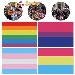 Lucky ธงแบนเนอร์โพลีเอสเตอร์ สีรุ้ง สําหรับตกแต่งบ้าน ปาร์ตี้ 10 ชิ้น LGBT