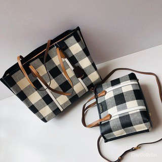 ️ส่งทุกวัน️ Toryburch กระเป๋าถือ TB ลายสก๊อตผ้าใบกระเป๋าถือ messenger bag-