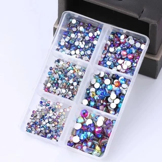 พลอยเทียม แก้วคริสตัล หลายขนาด สําหรับตกแต่งเล็บ DIY 1560 ชิ้น ต่อกล่อง
