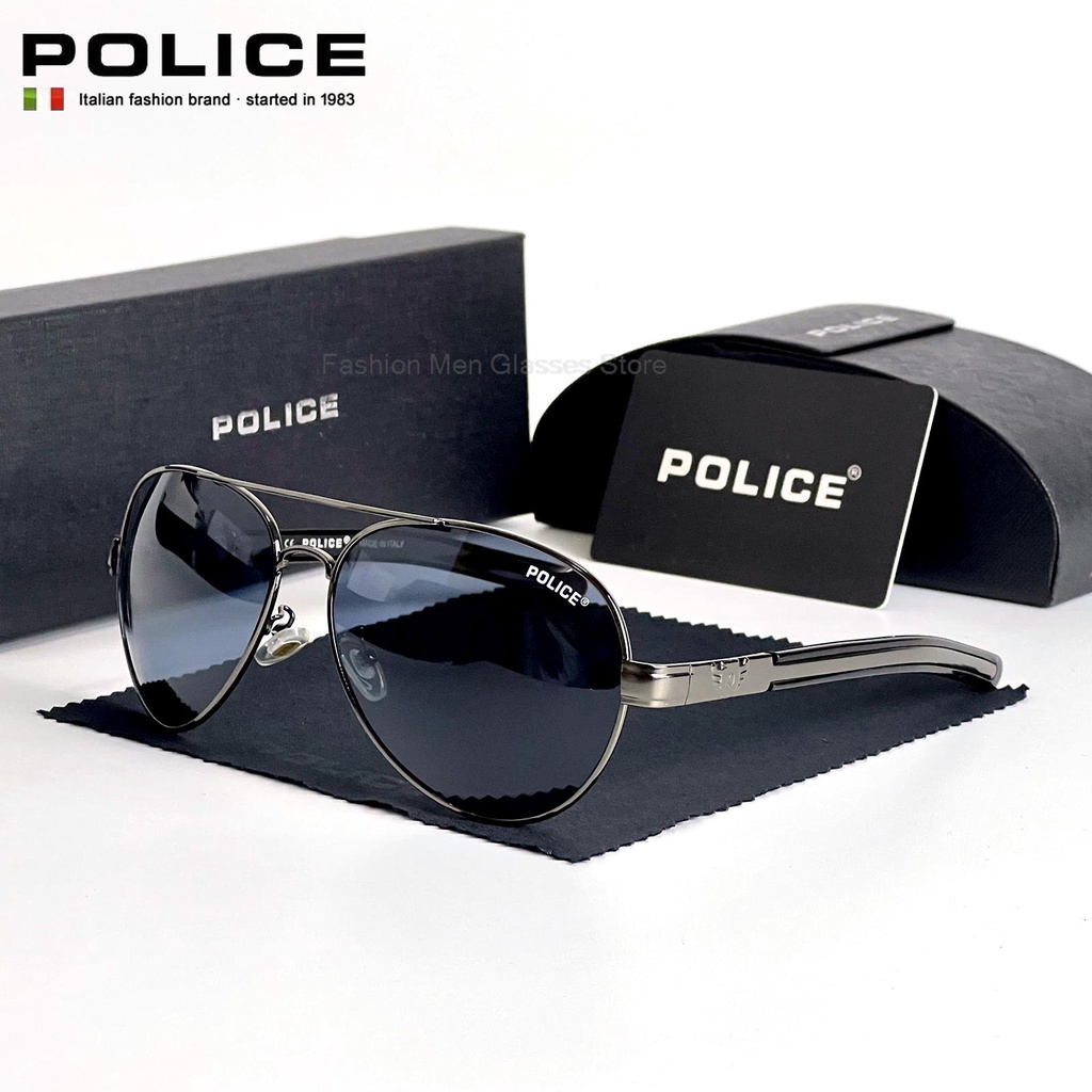 POLICE Luxury Brand 9111 Polarized Sunglasses Men Retro Glasses