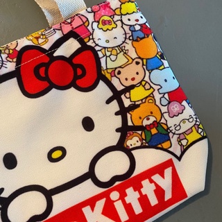 hello kitty กระเป๋าช้อปปิ้ง ผ้าแคนวาส สะพายไหล่ ลายการ์ตูนคิตตี้ สไตล์ญี่ปุ่น น้ําหนักเบา จุของได้เยอะ