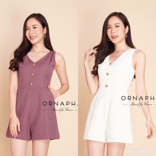 จั้มสูทขาสั้นไหล่จับจีบด้านหน้า  ORNAPHA BRAND