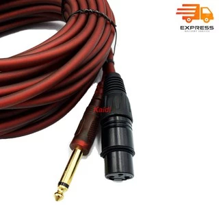 สายไมค์โครโฟน 5/10/15/20 เมตร อย่างดี Microphone Cable 3pin female to 6.35mm 5/10/15/20 Meter