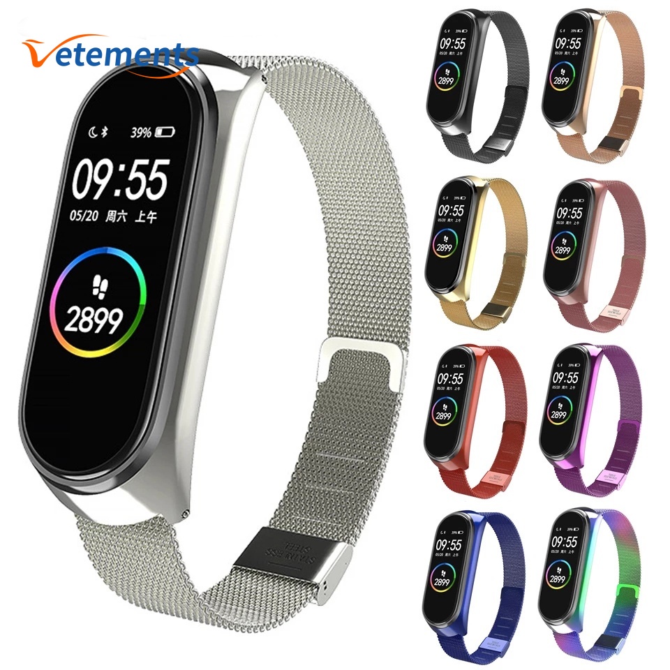 Strap for Mi Band 5 6 Metal Milanese Bracelet/Mi Band 3 4 Replace