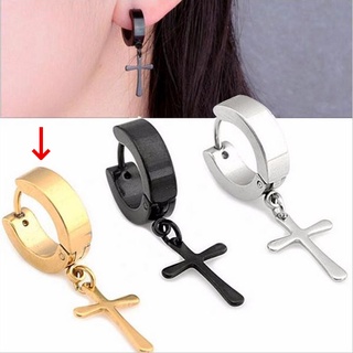 ต่างหู ตุ้มหู จิว ต่างหูผู้ชาย | Y-H. CROSS | Cross Earrings for Men Stainless Steel- 1 ข้าง