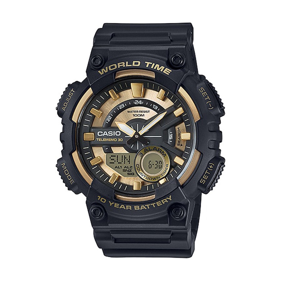 Casio Standard นาฬิกาข้อมือผู้ชาย สายเรซิ่น รุ่น AEQ-110BW,AEQ-110BW-9A,AEQ-110BW-9AVDF  - สีดำ
