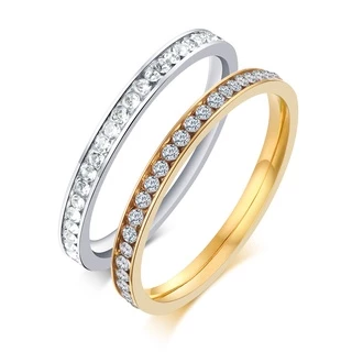 Vnox 18K Gold Wedding Band แหวนหมั้น Cubic Zirconia