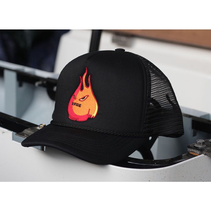 หมวกเบสบอลสีดําพิมพ์ลาย Xfire Fire Beast ผ้าตาข่ายผ้าฝ้ายทอนุ่มเท่