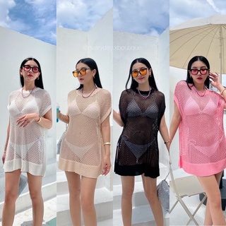 summer season on the beach(370฿ฟรีส่ง) สาวแฟชั่นนิสต้าตัวจริงต้องมีไอเท็มจึ้งๆพกติดไปทะเล เสื้อคลุมผ้า knit ตาข่าย ซีทรู