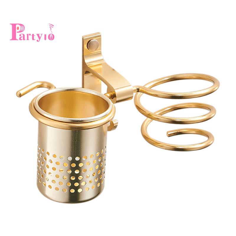Review Hot Hair Dryer Holder With Cup Households Rack Blow Shelf Metal Wall Mount Bathroom Accessories Gold Ha ราคาเท าน น 480 - Wall Mount Hair Dryer Holder Gold
