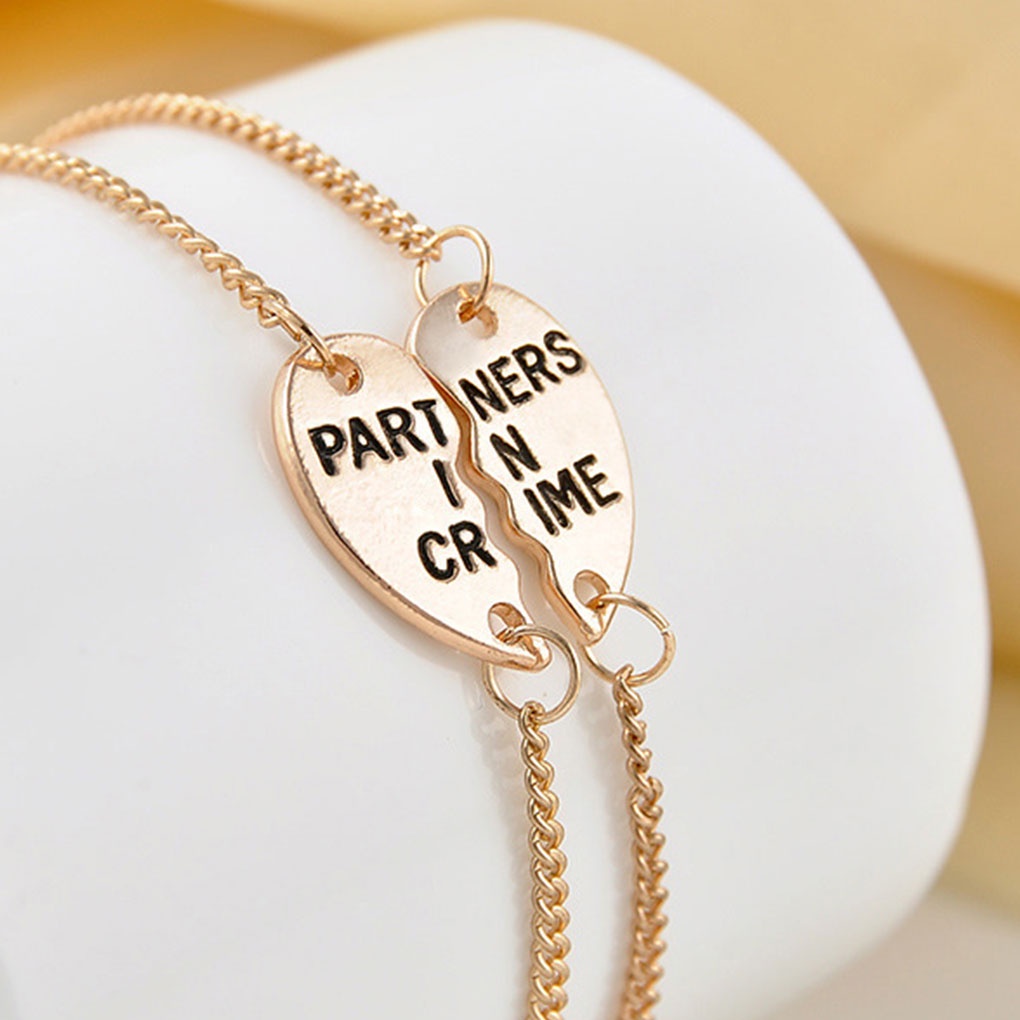 2Pcs Couples Half Heart Bangle Lovers Women Men Friends Wristband Bracelet Bling Valentine's Day Gift #9