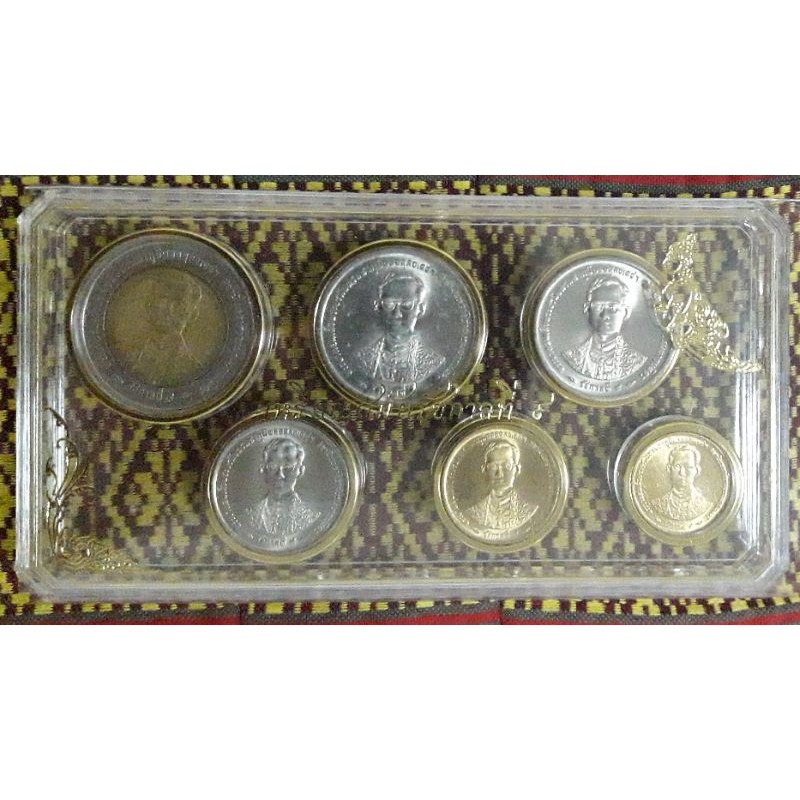 ชุดเหรียญฉลองกาญจนาภิเษก6เหรียญมี10บาท,5บาท,2 บาท,1บาท,50สตางค์ และ25สตางค์ ฉลองสิริราชสมบัติครบ50ปีแท้ ผ่านการใช้แต่สวย