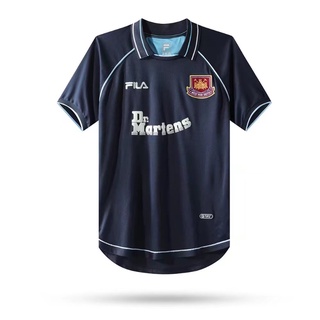 เสื้อกีฬาแขนสั้น ลายทีมชาติฟุตบอล West Ham two guest 1999-2001 ชุดเยือน สไตล์เรโทร ไซซ์ S-XXL