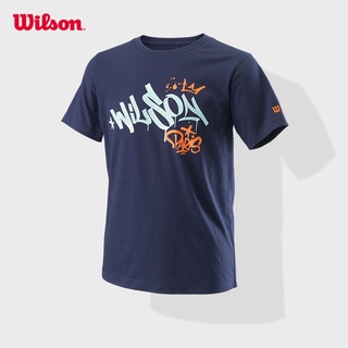 [S-5XL]เสื้อยืดแขนสั้นลําลอง พิมพ์ลายเทนนิส Wilson ระบายอากาศได้ดี แฟชั่นฤดูใบไม้ผลิ สําหรับเด็ก