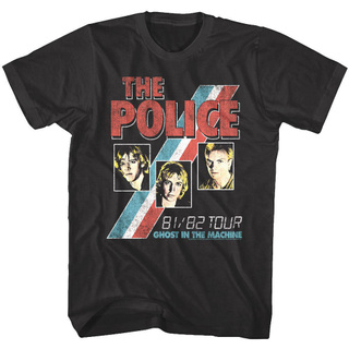 เสื้อยืดอินเทรนด์ขนาดเต็มเสื้อยืดผ้าฝ้าย 100% พิมพ์ลายวงร็อค Sting The Police Ghost In The Machine Tour 1981 82 พลัสไซซ์