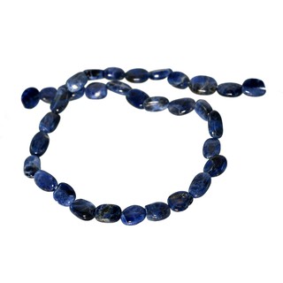 ลูกปัดหินแท้เม็ดไข่แบน หินโซดาไลท์ (Sodalite) 6x10 mm - (LZ-0235 สีน้ำเงิน)