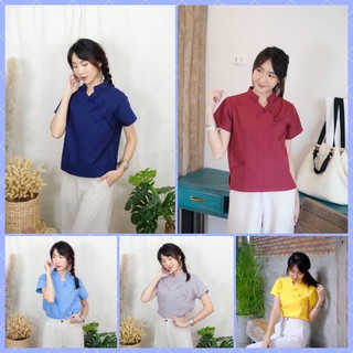 🎉เสื้อผ้าฝ้ายแขนสั้นประยุกต์สไตล์จีน อาหมวย🎉