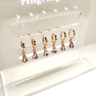 Ringring_acc | Rhinestone Hoop Earrings ต่างหูห่วงเพชร ต่างหูเงินแท้ พร้อมส่ง/