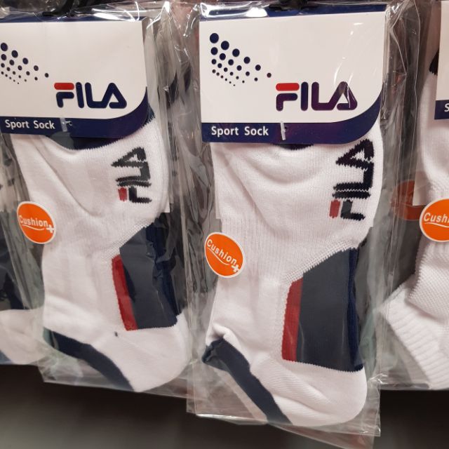 ถุงเท้า FILA Sport Sock Cushion พื้นดำ-แดง ของแท้