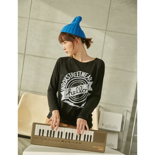 เสื้อยืดแขนยาว ผ้าสลาฟ - พิมพ์ซิลสกรีนลาย Hello