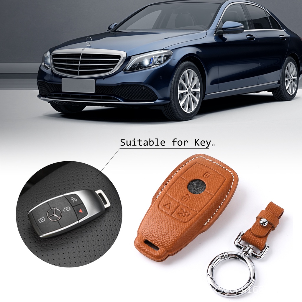 [MOL SHOP] เหมาะสําหรับ Mercedes-Benz C-Class C300 เคสกุญแจหนังแท้ Retro 4MA ฝาครอบกุญแจรถหนัง