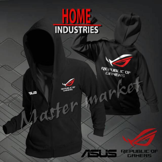 Azus Rog Republick Of Gamer S. เสื้อแจ็คเก็ตเสื้อกันหนาวมีหมวกมีซิป ...