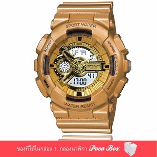 Poca Watch S SPORT นาฬิกาข้อมือ ใส่ได้ทั้งชายและหญิง กันน้ำได้- Po Sw-110-1 (Gold/ Gold) แถม กล่อง PocaBox