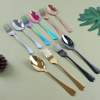 JAP_SHOP ช้อน+ส้อม สแตนเลส ทรงไข่ กว้าง 4 cm เลือกได้ 3 สี (Silver, Gold, Rose Gold)