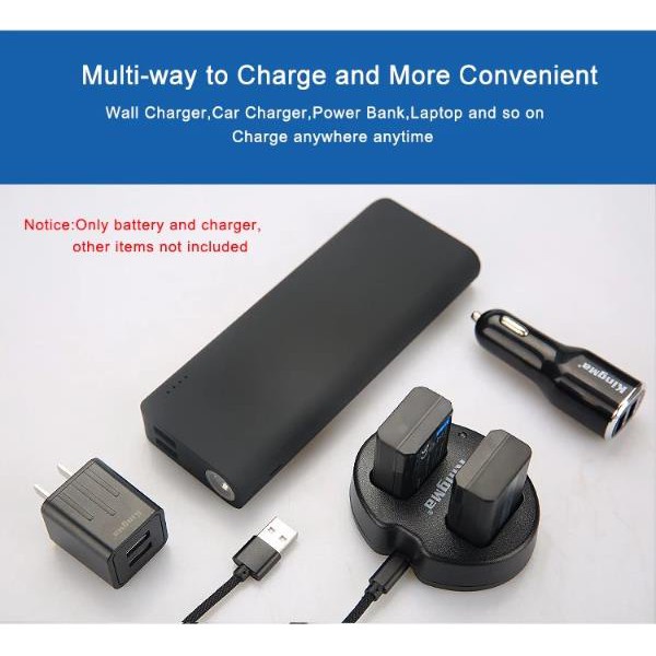 KingMa Dual Charger และ NP-FW50 สำหรับ Sony ZV-E10 A6300 A6500 NEX-3 5 6 7 A5100 7Rm2 5100 QX1 RX10M