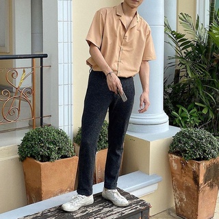 Basic Milo - เสื้อเชิ้ตแขนสั่น Unisex ทรง oversize คอปก ฮาวาย