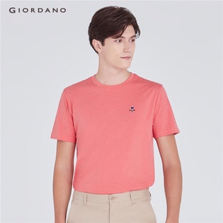 ผ้าฝ้าย 100%GIORDANO เสื้อยืดผู้ชาย คอกลม - Mens Clic Man Tees01020201S-3XL