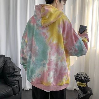 ใหม่แฟชั่น Tie-Dye Plus กำมะหยี่เสื้อกันหนาวบุรุษหลวมและอเนกประสงค์คู่สวม Hooded เสื้อคลุม