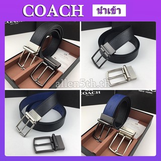 Coach ลายหนังลายลิ้นจี่ เข็มขัด F12027 ผู้ชายเข็มขัดหนัง เข็มขัดหนังแท้ เข็มขัดหนัง