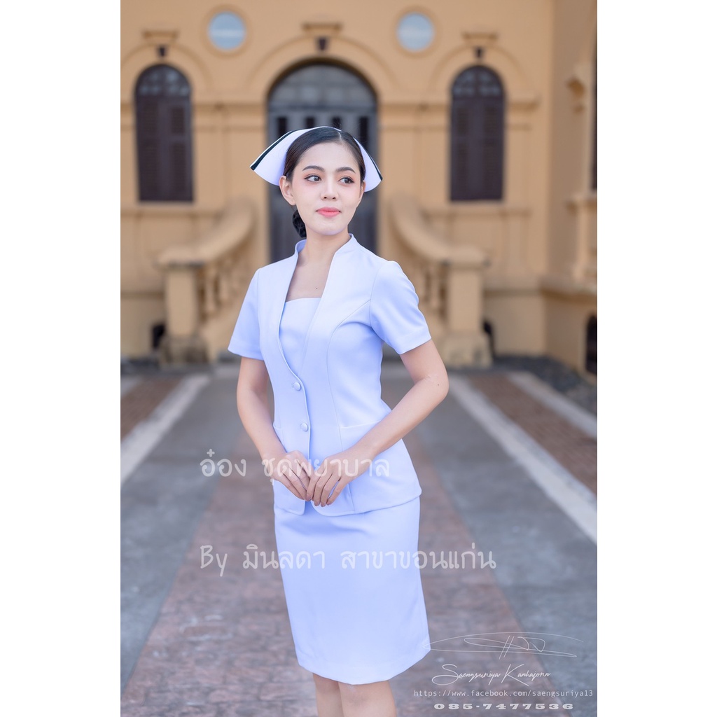 พร้อมส่ง**เฉพาะเสื้อ**คอปีนแขนสั้น ผ้าวาเลนติโน่ ขาวโอโม่ ชุดพยาบาลสำเร็จรูป เกรดดี ชุดพยาบาลร้านอ๋อง ราคา ถูกที่สุด ดีลบีเคเค แกลเลอรีภาพที่ 6