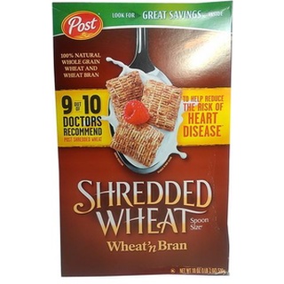 Post Shredded Wheat Bran Cereal 510g/โพสต์ ธัญพืชรำข้าวสาลีหั่นฝอย 510g