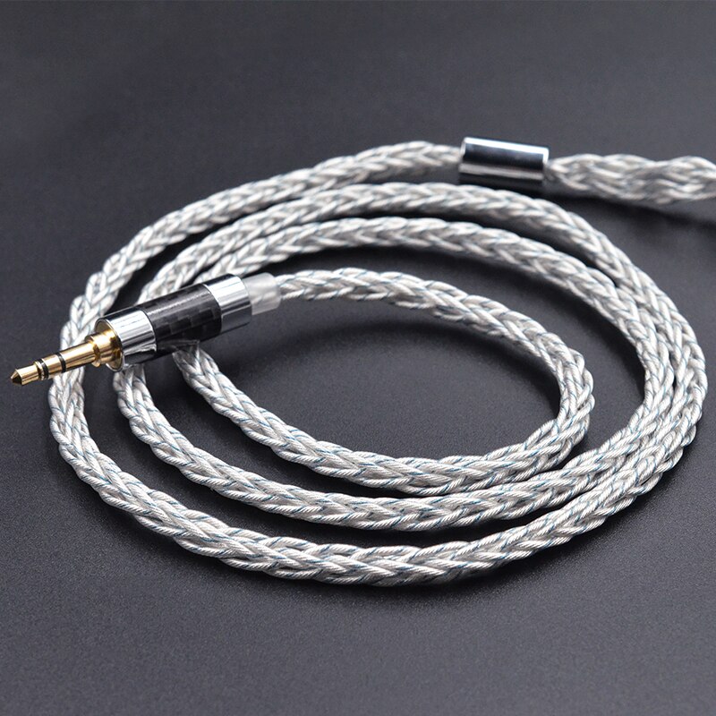 KZ สายเคเบิล แบบอัพเกรด 8 แกน ไฮบริดสีเงิน/สีน้ำเงิน (784 แกน) 3.5 มม. ปลั๊กโลหะ 0.75 มม. ขาชุบทอง สำหรับ KZ DQ6 ZSX ASX ZAX