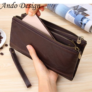 Mens leather long wallet